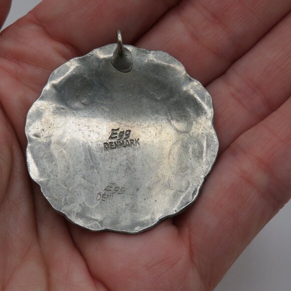 Vintage Egg Denmark Silver Tone Pendant By Eggert Glaskunst - Picture 3 of 7